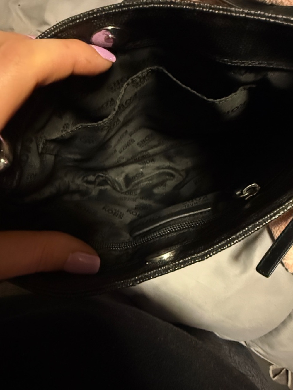 MICHAEL Michael Kors Black Shoulder Bag with Silver Hardware